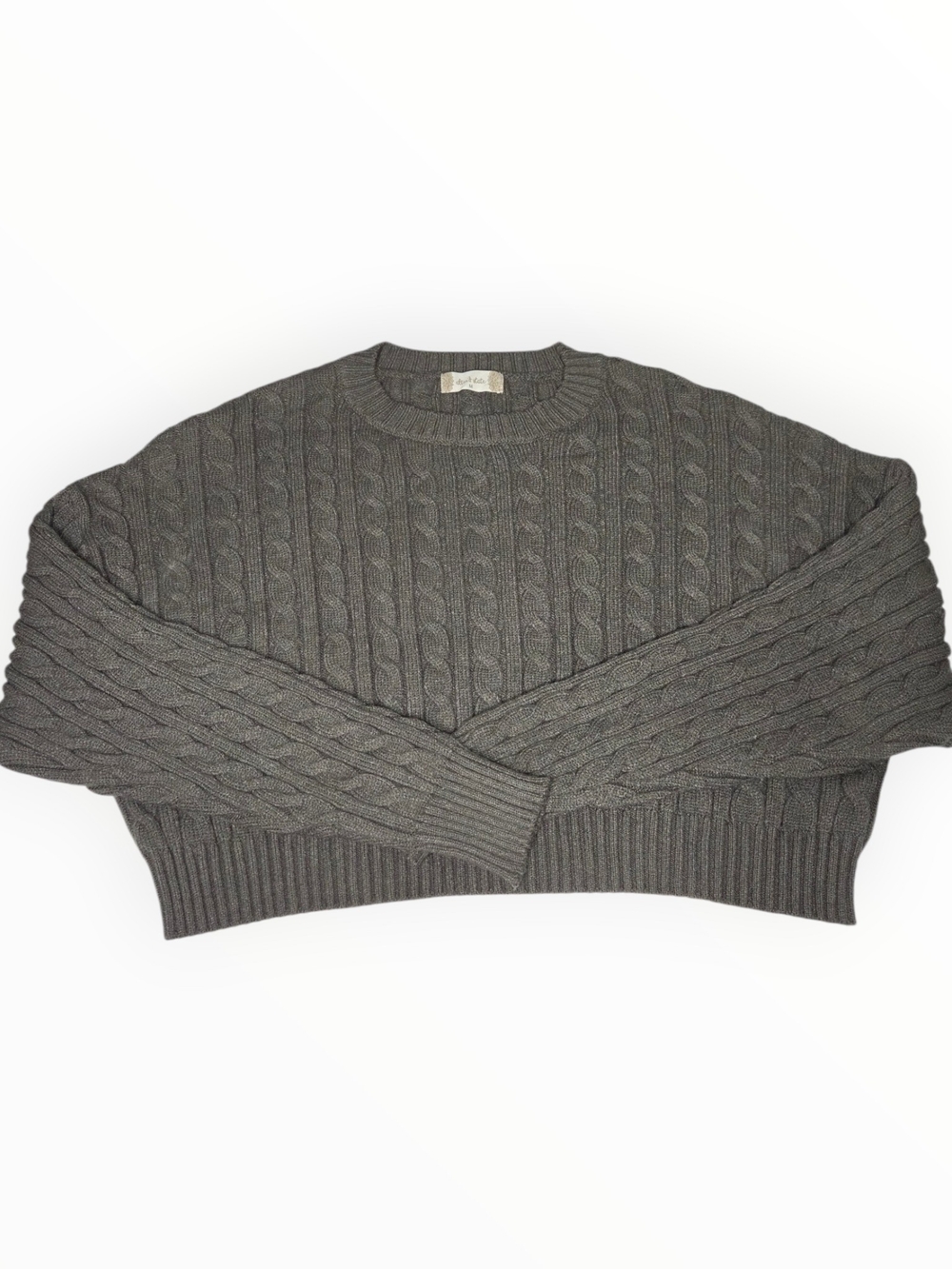 Altar'd State Olive Cable Knit Crewneck Sweater